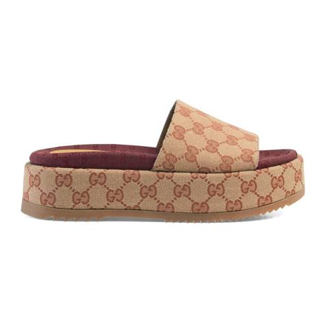 red gucci platform slides|platform gucci slides women.